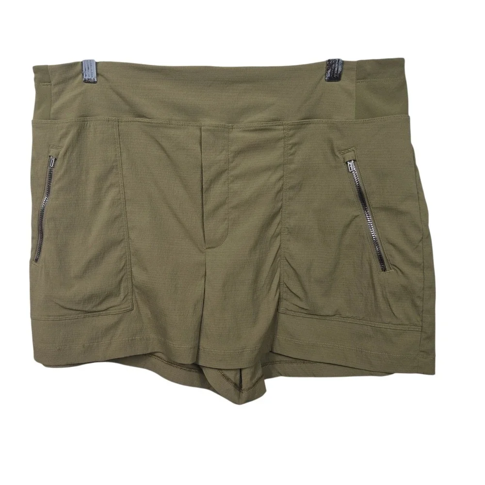 Athleta Women Green Cargo Pocket Zip Hiking Athletic Casual Shorts Size 12